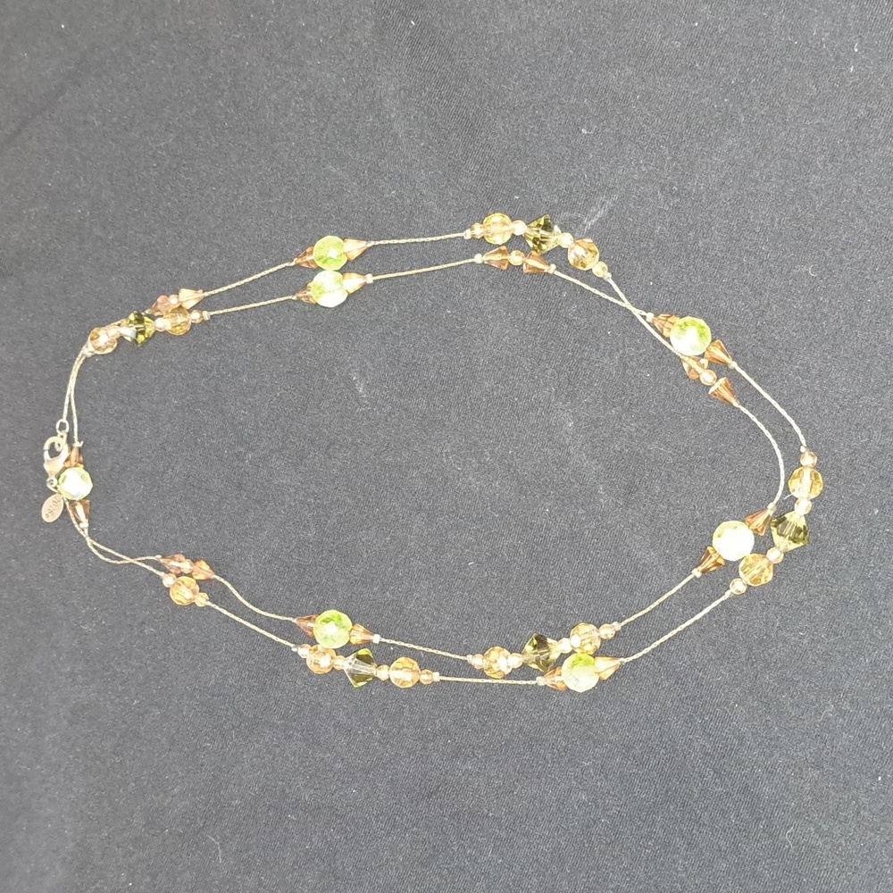 2028 brass and glass beaded necklace. 20 inches at its longest. 10 inches double